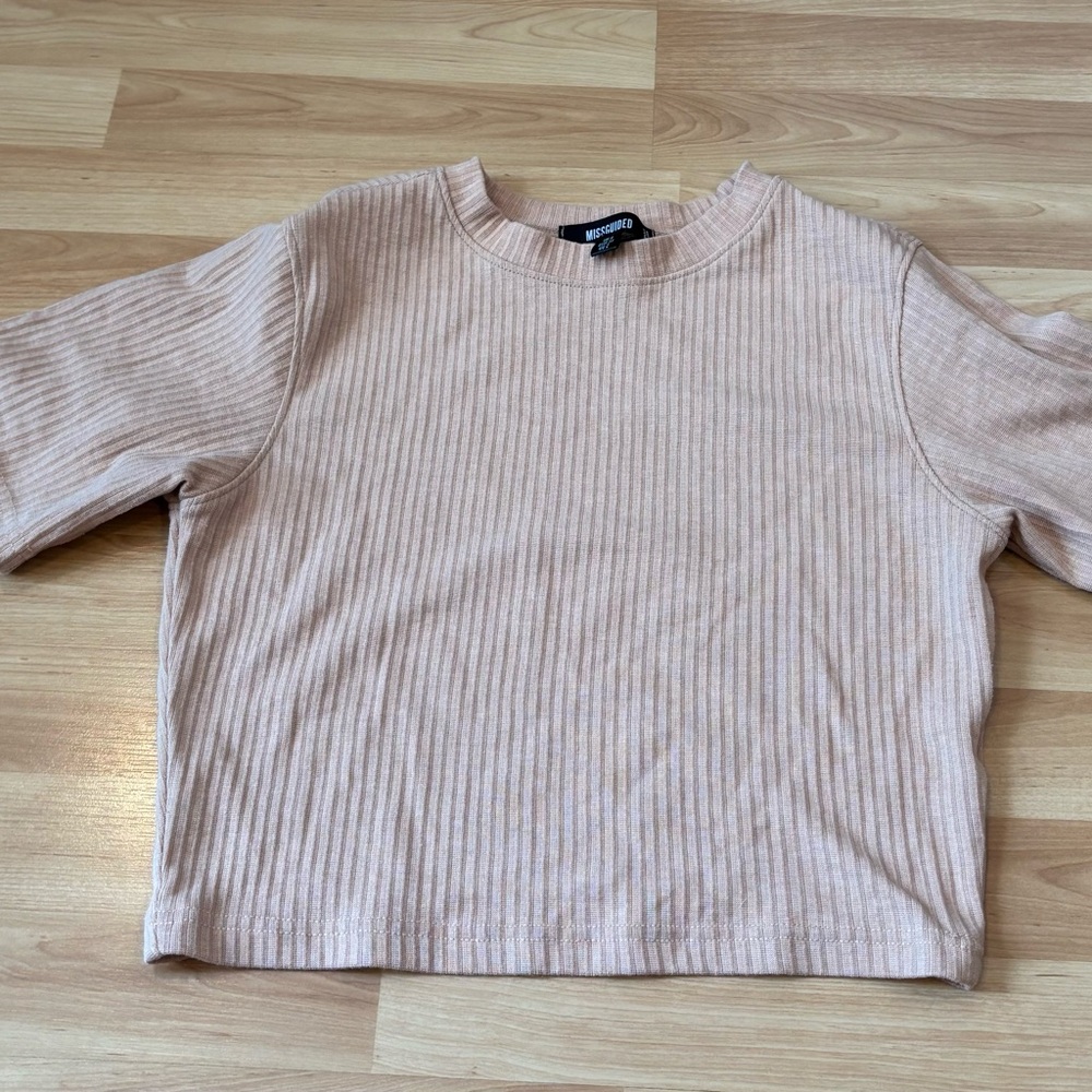 Missguided Ribbed Light Peach Set - Picture 2 of 8